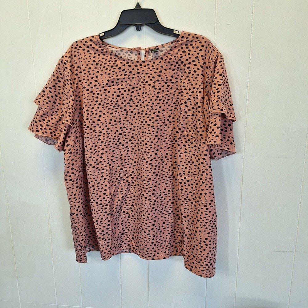 Shein Curve Short Sleeve‎ Womens  Blouse Plus 4XL Pink Animal Print